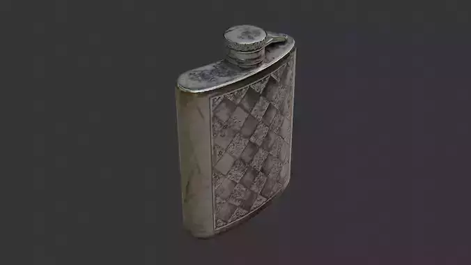 Vintage Checkered Flask with Metal Cap