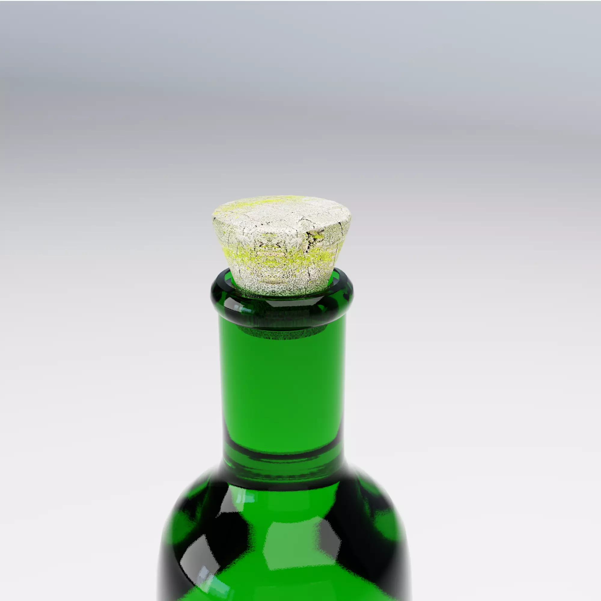 Vintage Green Glass Bottle with Flowers Realistic 3D Model Free low-poly 3D model
