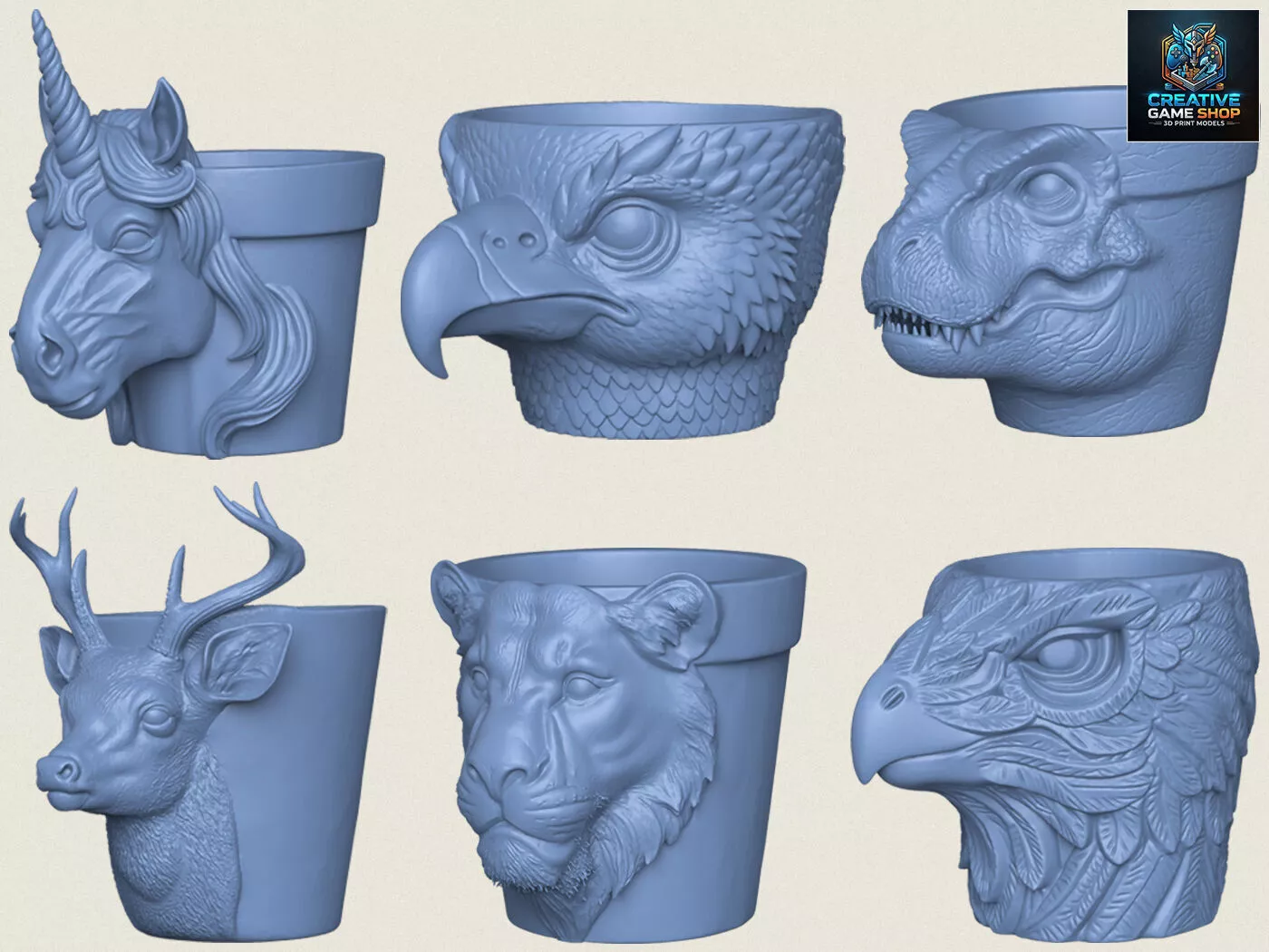 Animal Head Planter Collection 3D print model