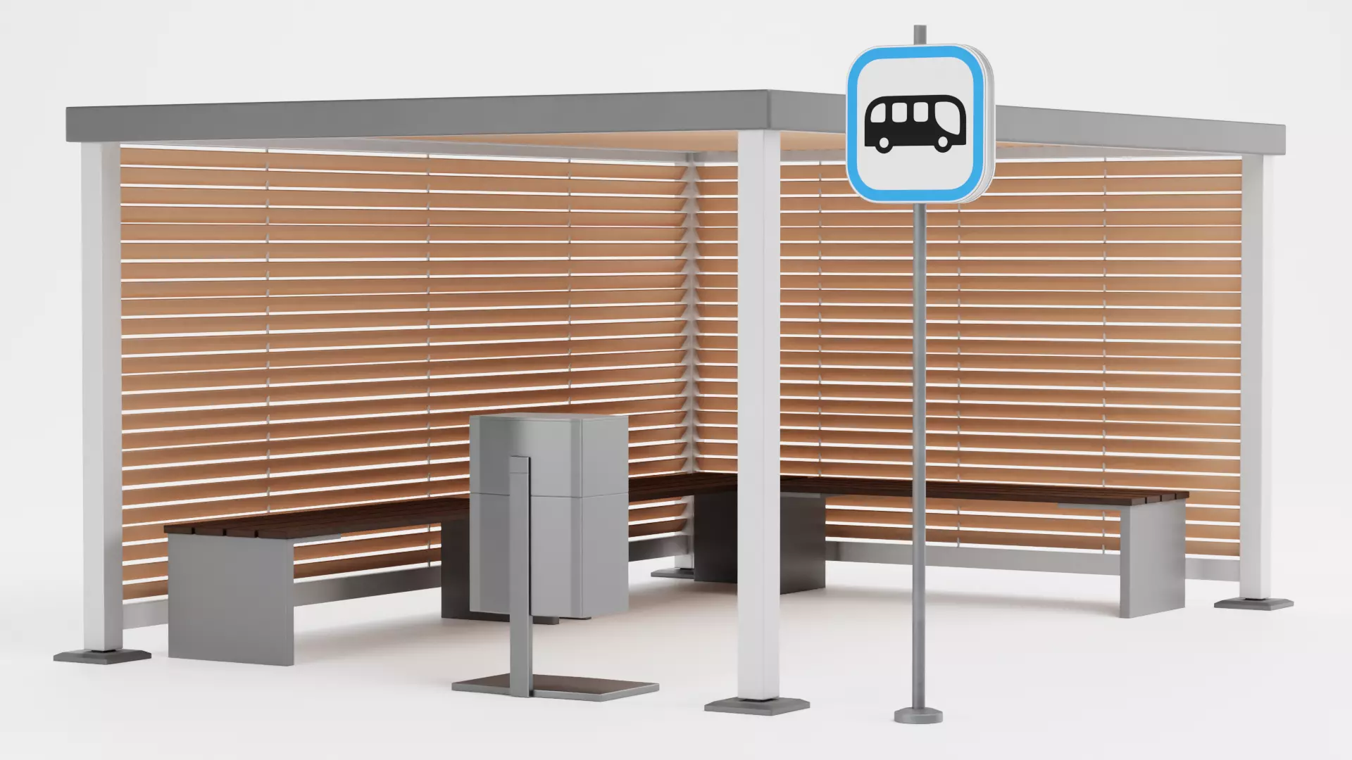 Modern Bus Stop Shelter V3 Low-poly 3D model