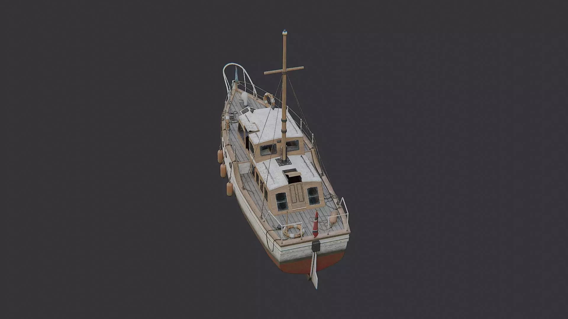 dun boat yacht Low-poly 3D model_3