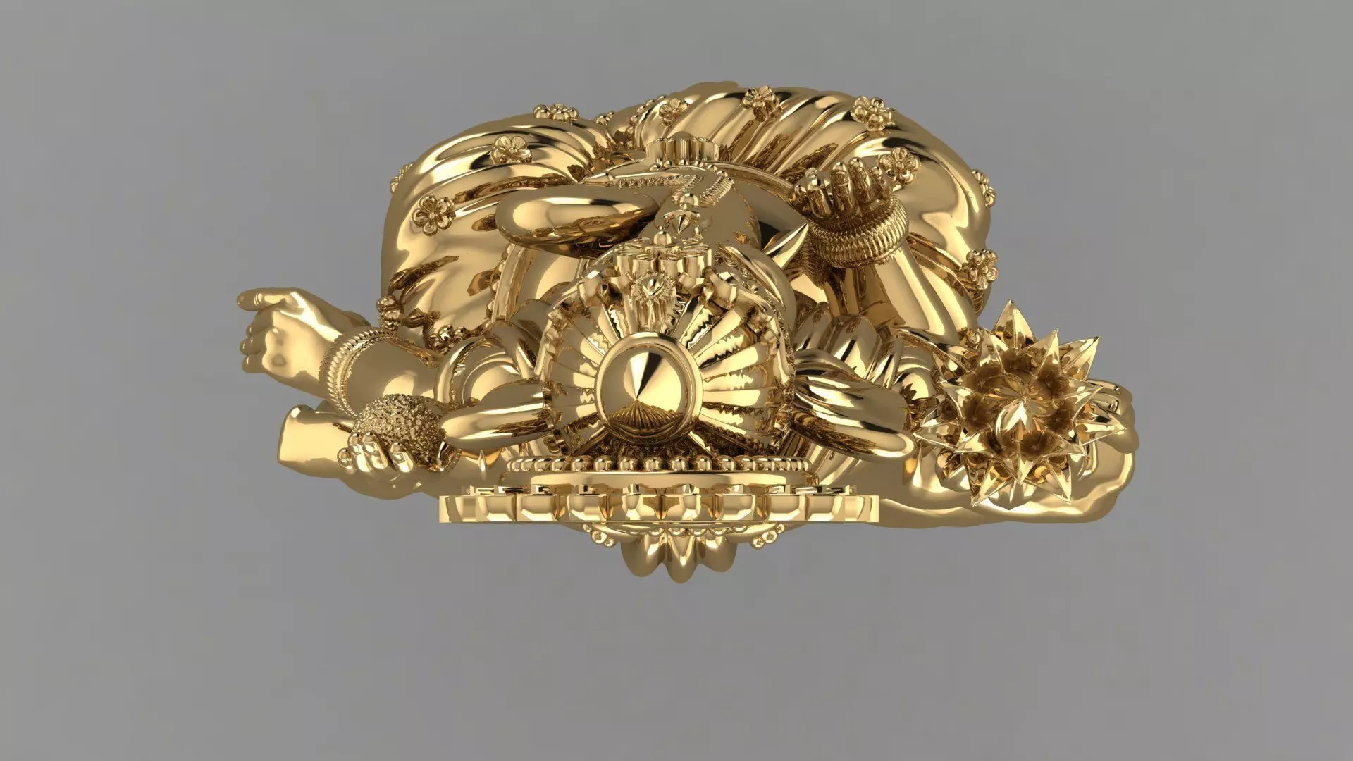 Lord Ganesha 3D Printable Sculpture STL File for Silver Casting 3D print model_5