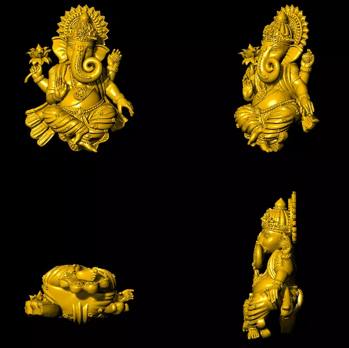 Lord Ganesha 3D Printable Sculpture STL File for Silver Casting 3D print model_7