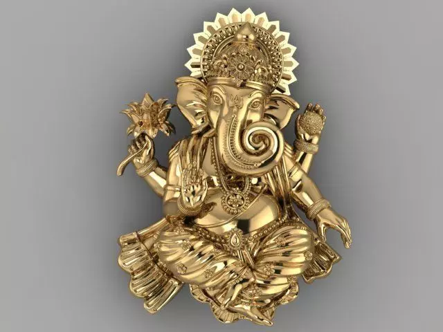 Lord Ganesha 3D Printable Sculpture STL File for Silver Casting 3D print model_2