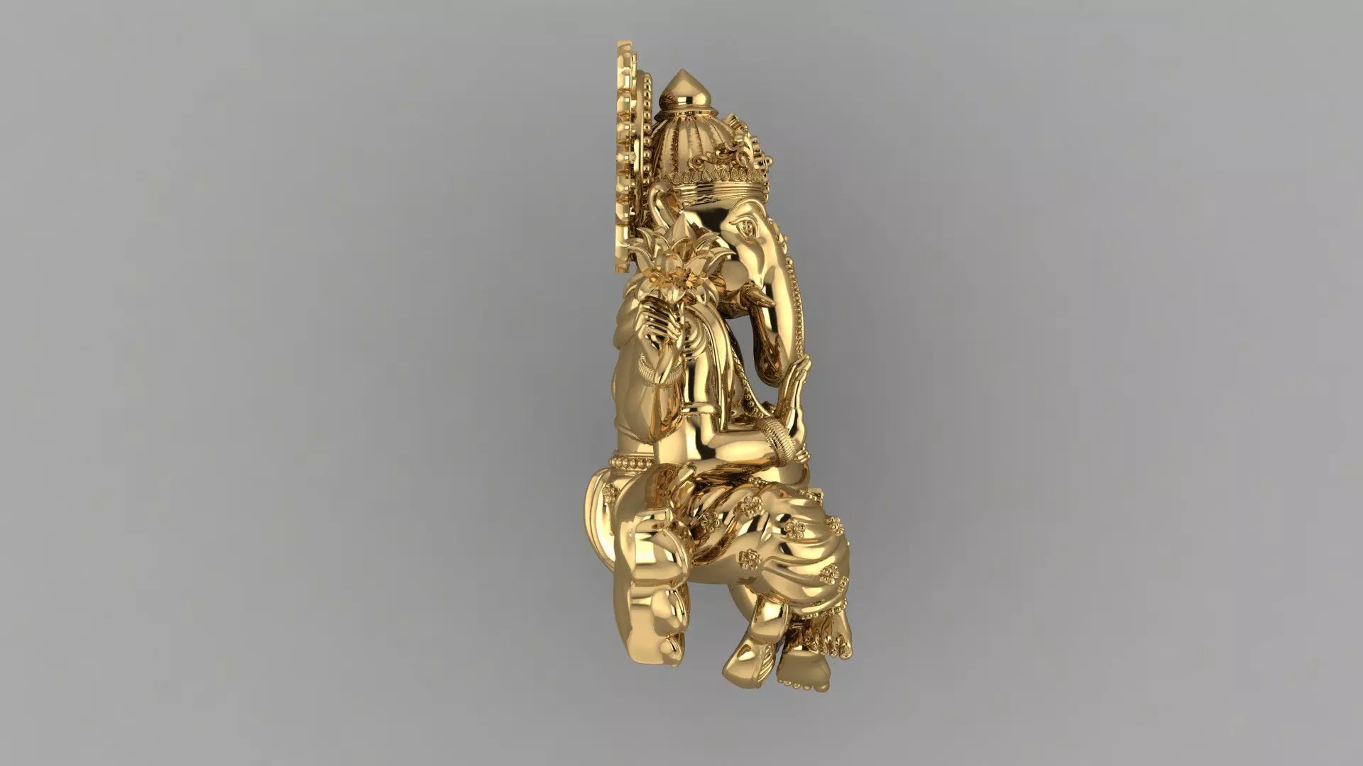 Lord Ganesha 3D Printable Sculpture STL File for Silver Casting 3D print model_3