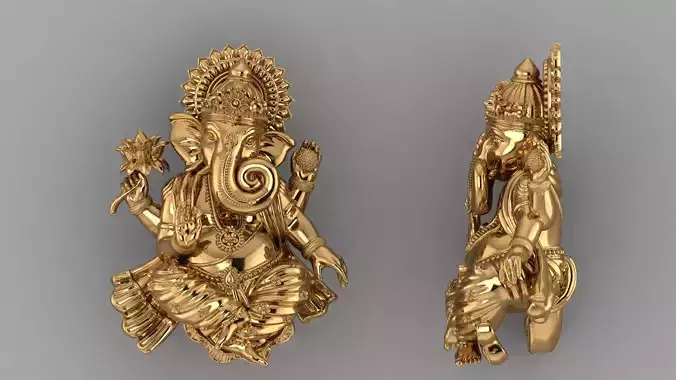 Lord Ganesha 3D Printable Sculpture  STL File for Silver Casting