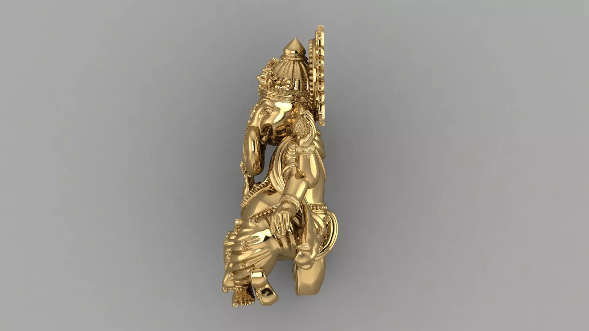 Lord Ganesha 3D Printable Sculpture STL File for Silver Casting 3D print model_4