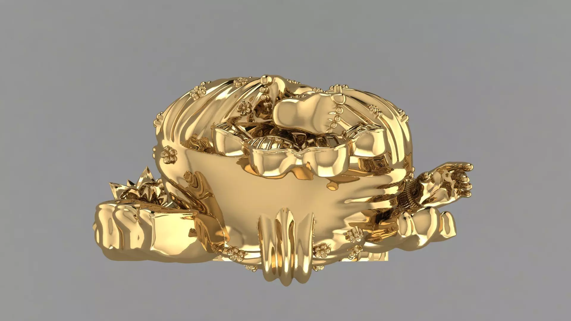 Lord Ganesha 3D Printable Sculpture STL File for Silver Casting 3D print model_6