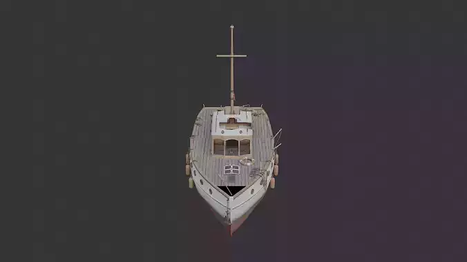 Wooden Yacht with Mast and Cabin Low-poly 3D model Wooden Yacht with Mast and Cabin Low-poly 3D model