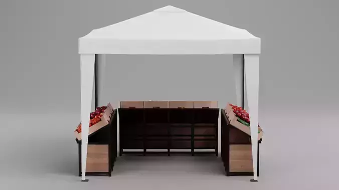 Produce Market Stall V1 - Fair Stand with Fruit and Vegetable 3D model 7