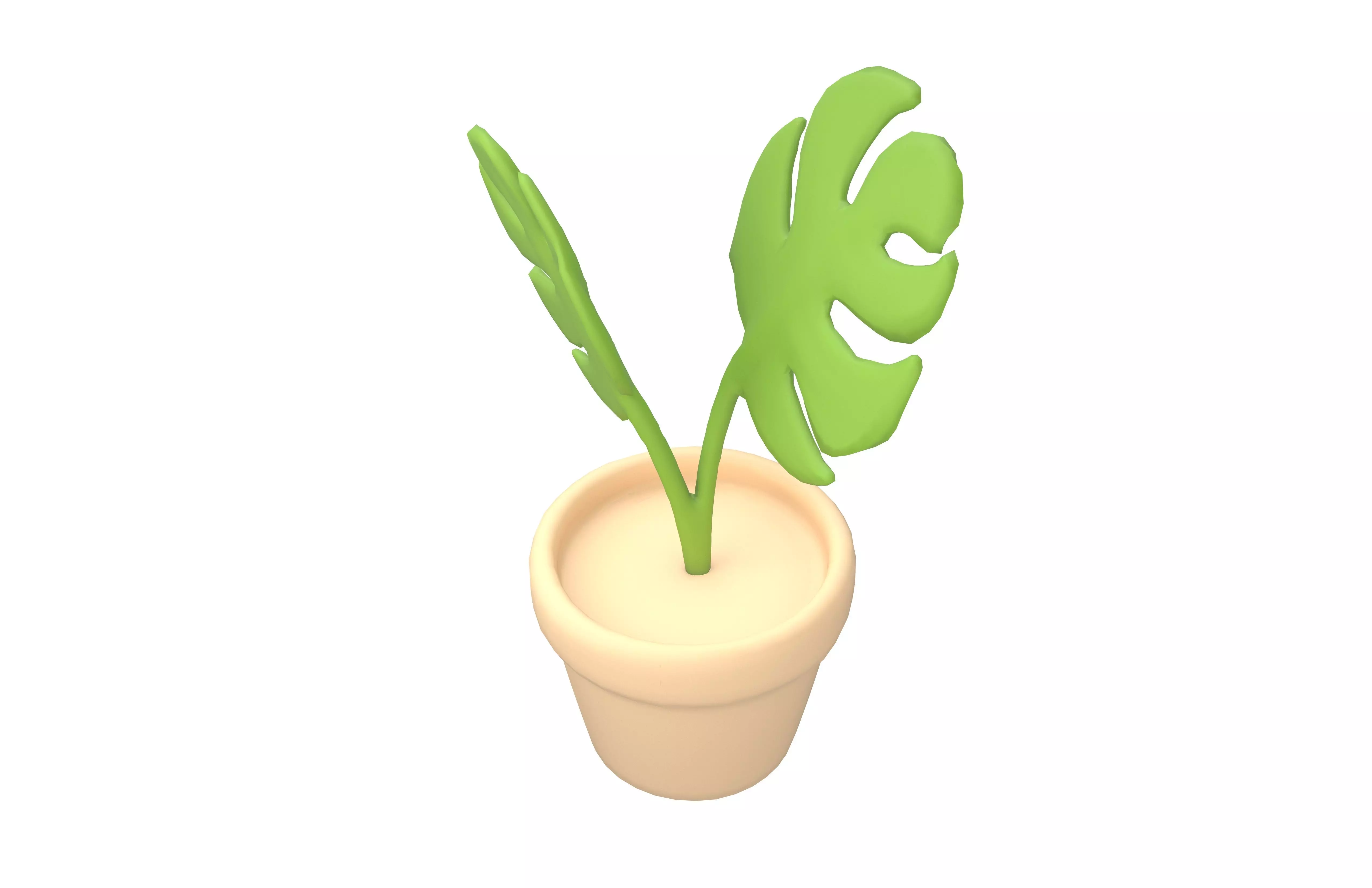 Cartoon Potted Plant v1 002 Low-poly 3D model_2
