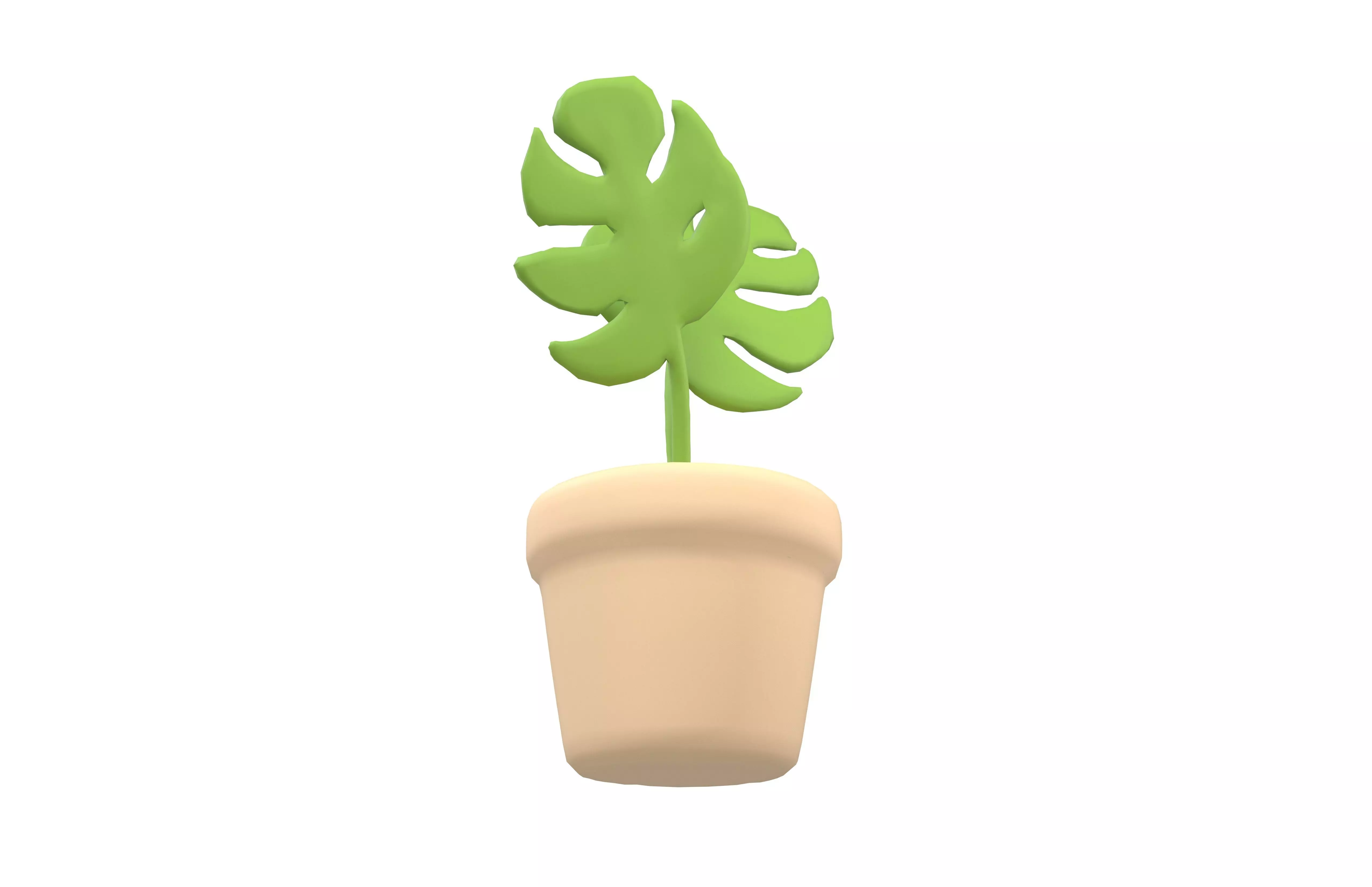 Cartoon Potted Plant v1 002 Low-poly 3D model_3
