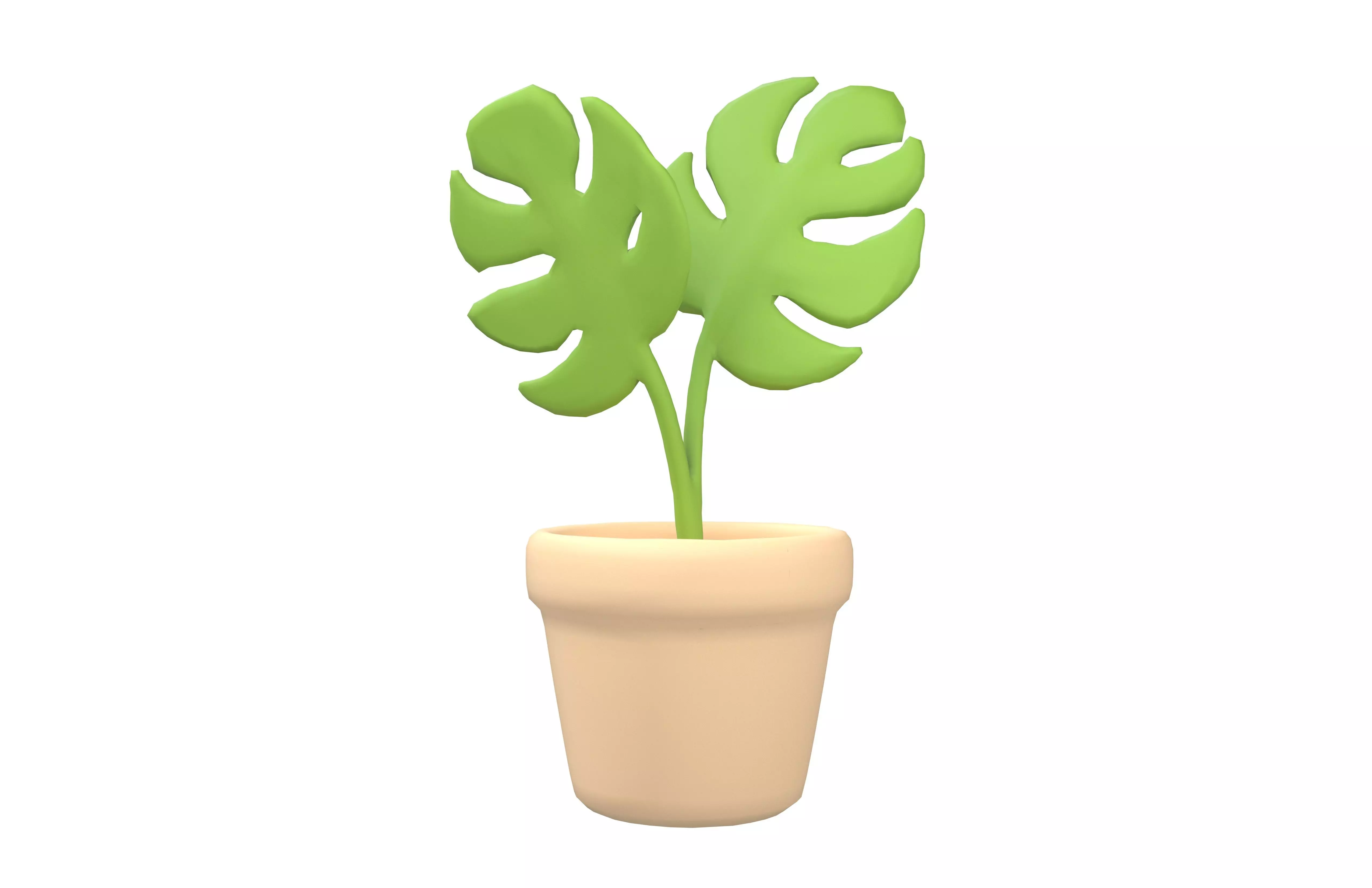 Cartoon Potted Plant v1 002 Low-poly 3D model_1