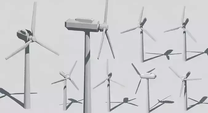 Low Poly Wind Turbine 3D Model Low-poly 3D model