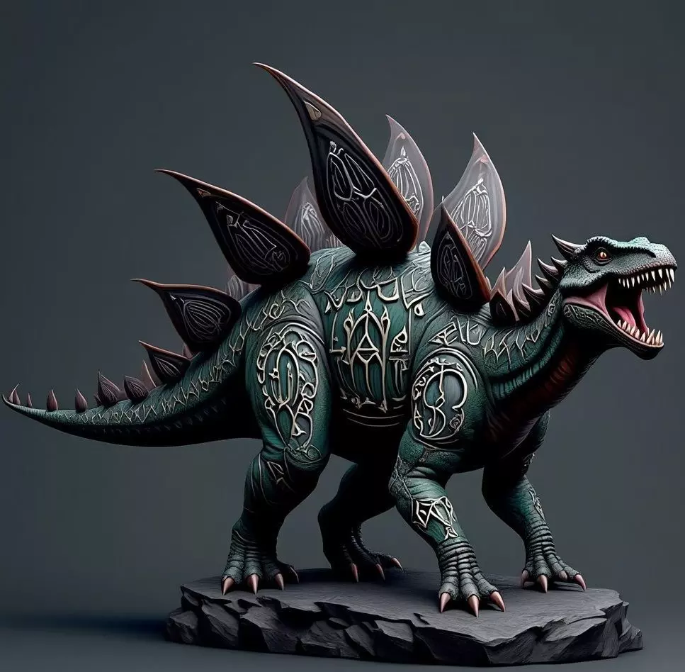 2664Gothic Roaring Stegosaurus Dinosaur 3D Model Halloween 3D print model_5