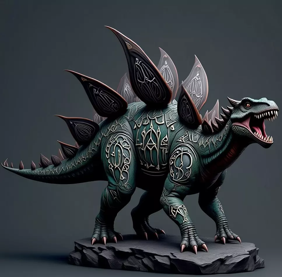 2664Gothic Roaring Stegosaurus Dinosaur 3D Model Halloween 3D print model_6