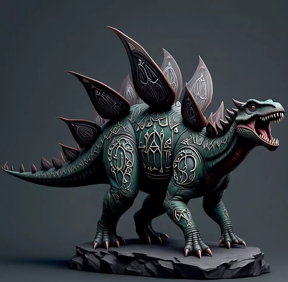 2664Gothic Roaring Stegosaurus Dinosaur 3D Model Halloween 3D print model_7