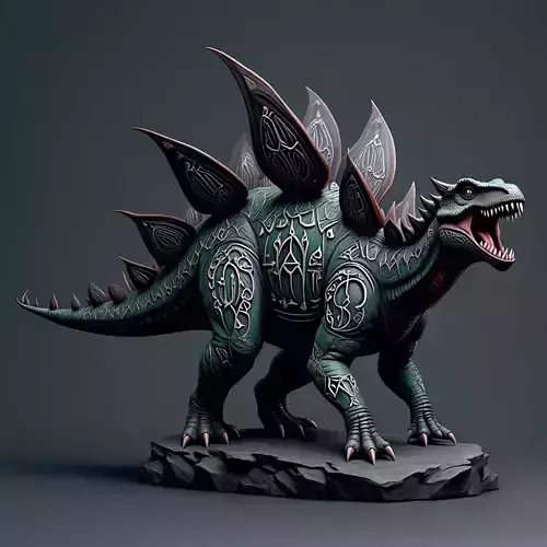 2664Gothic Roaring Stegosaurus Dinosaur 3D Model Halloween