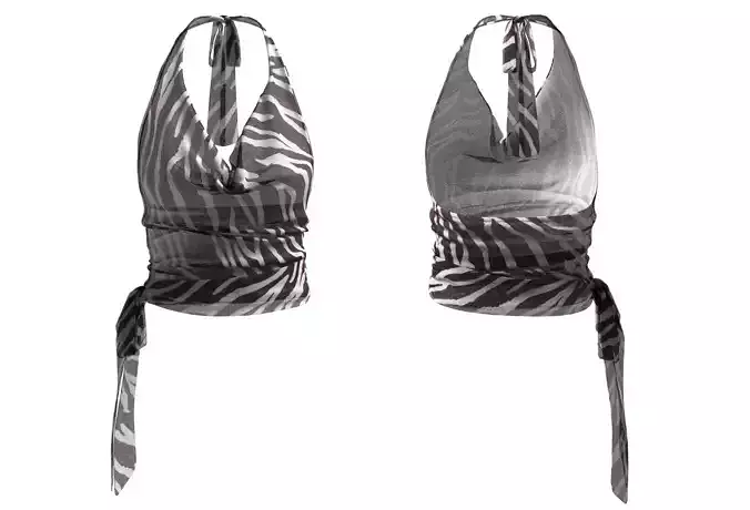 Zebra Print Halter Neck Top 3D Model