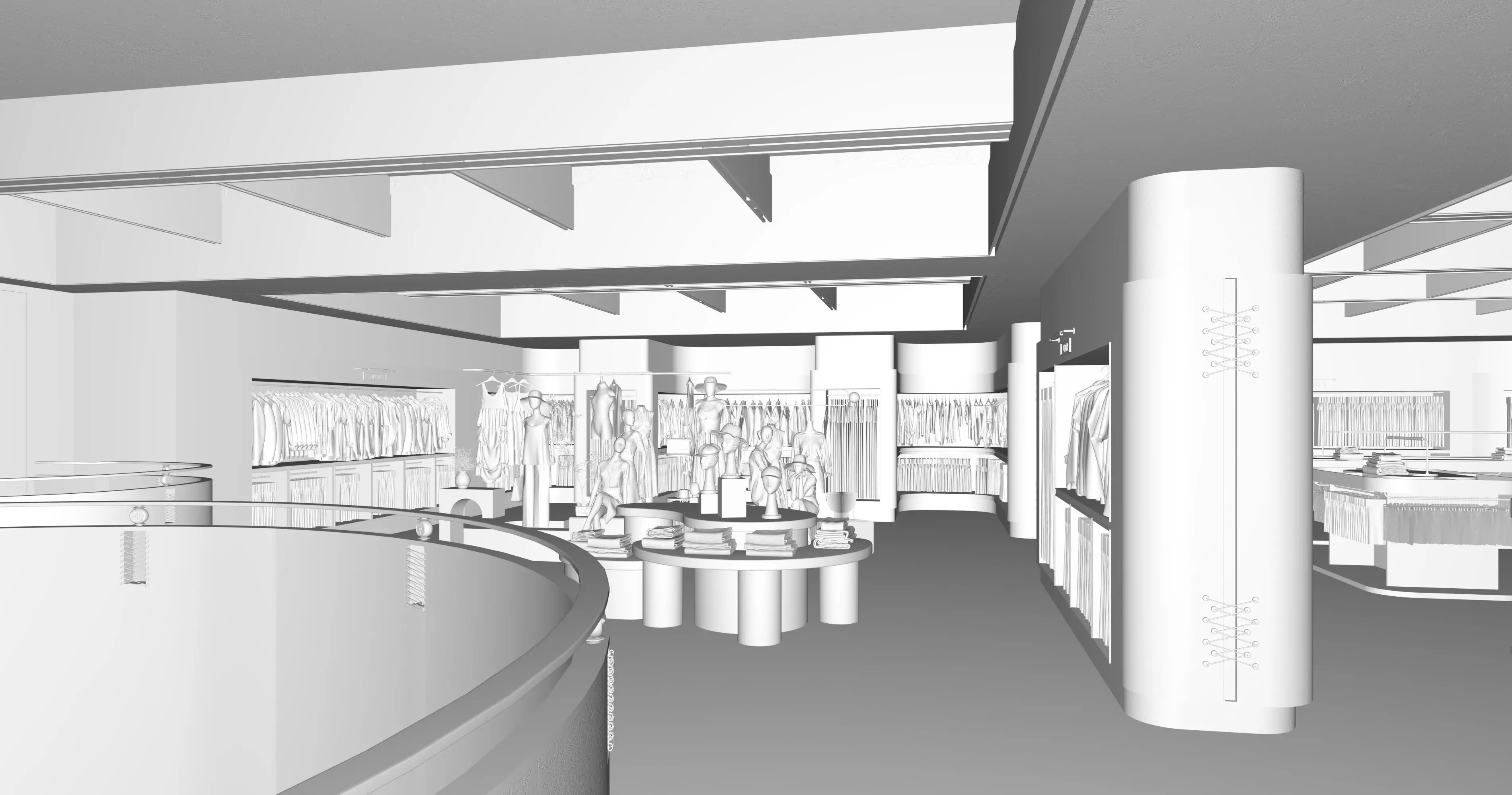 Clothing and textile fabric store 3D model_9