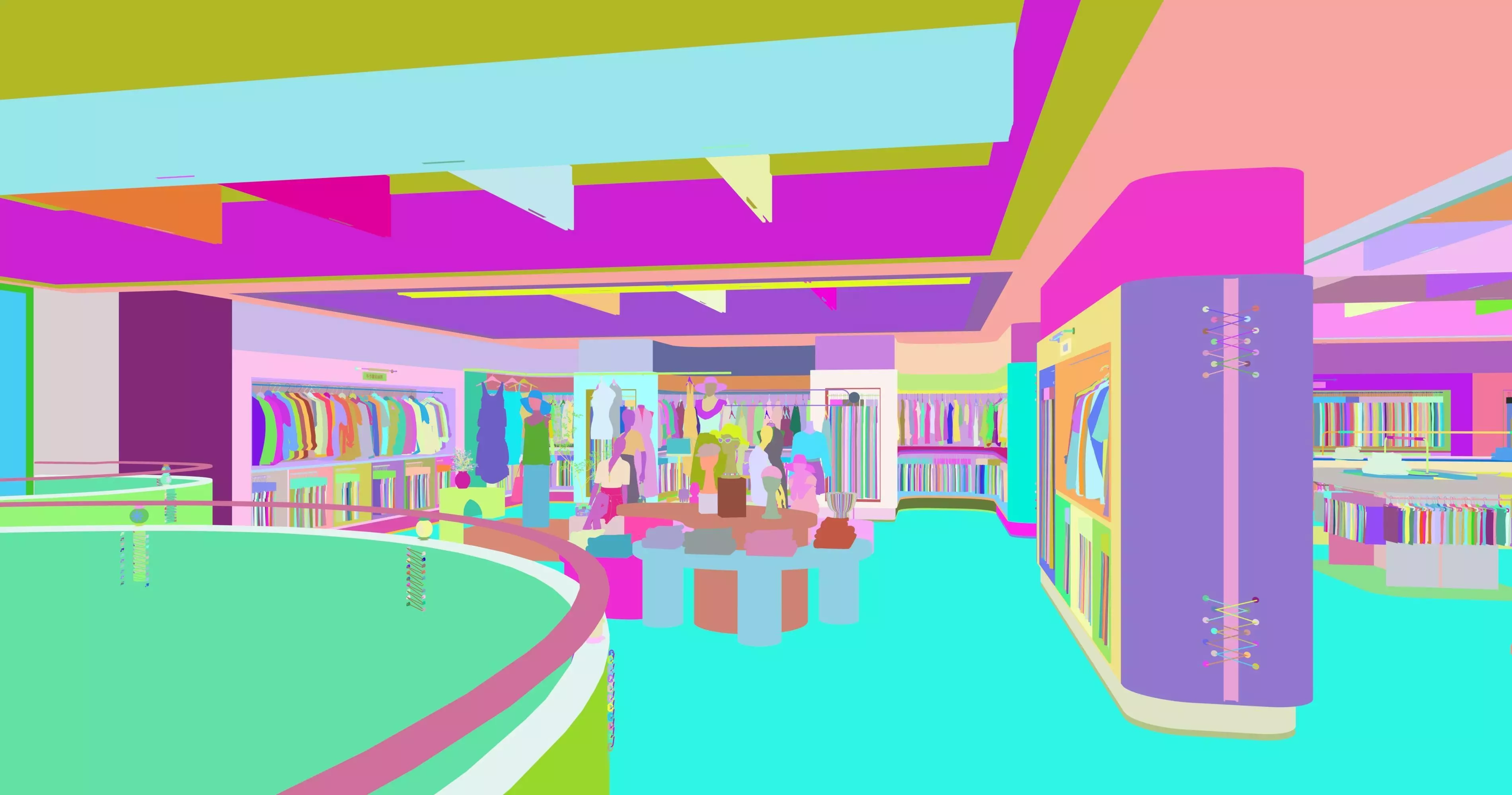 Clothing and textile fabric store 3D model_6
