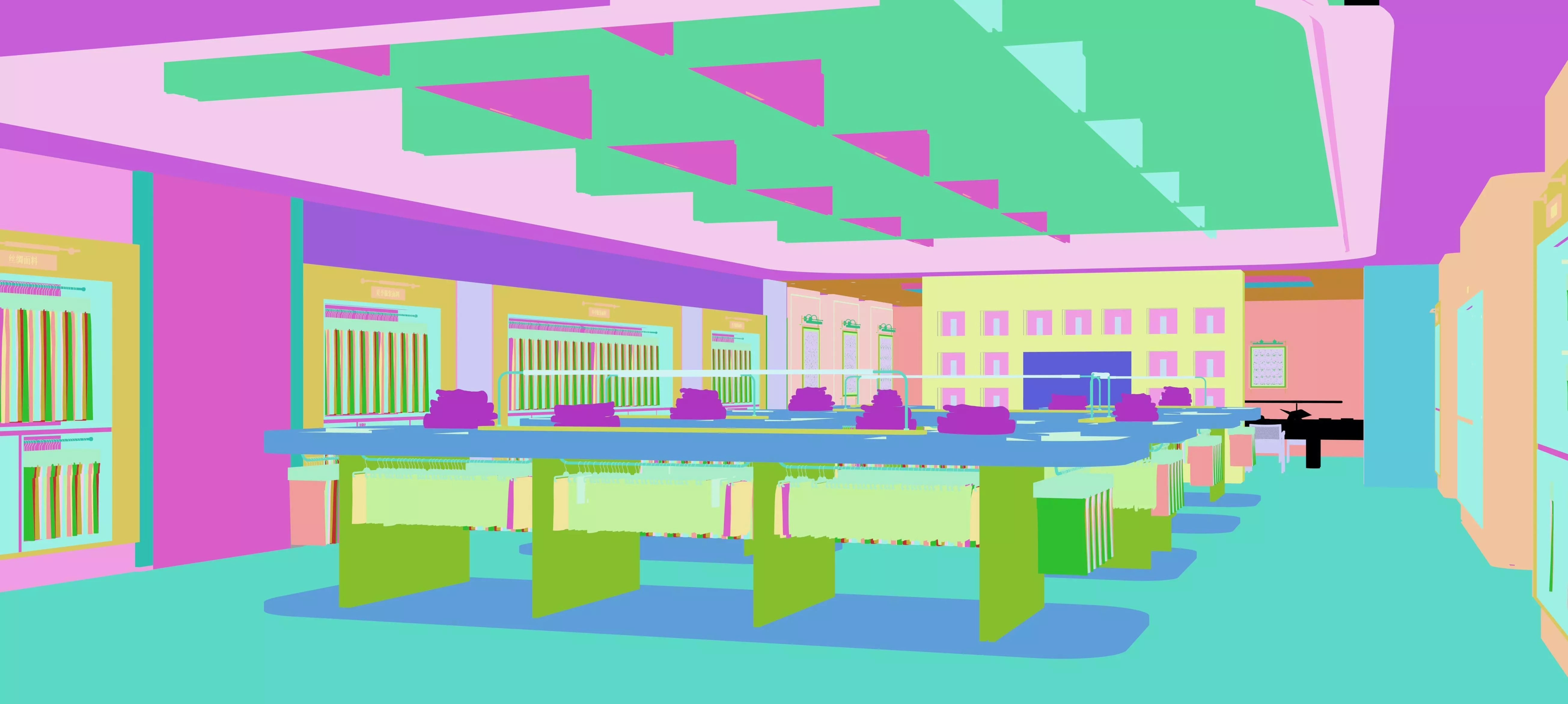 Clothing and textile fabric store 3D model_5