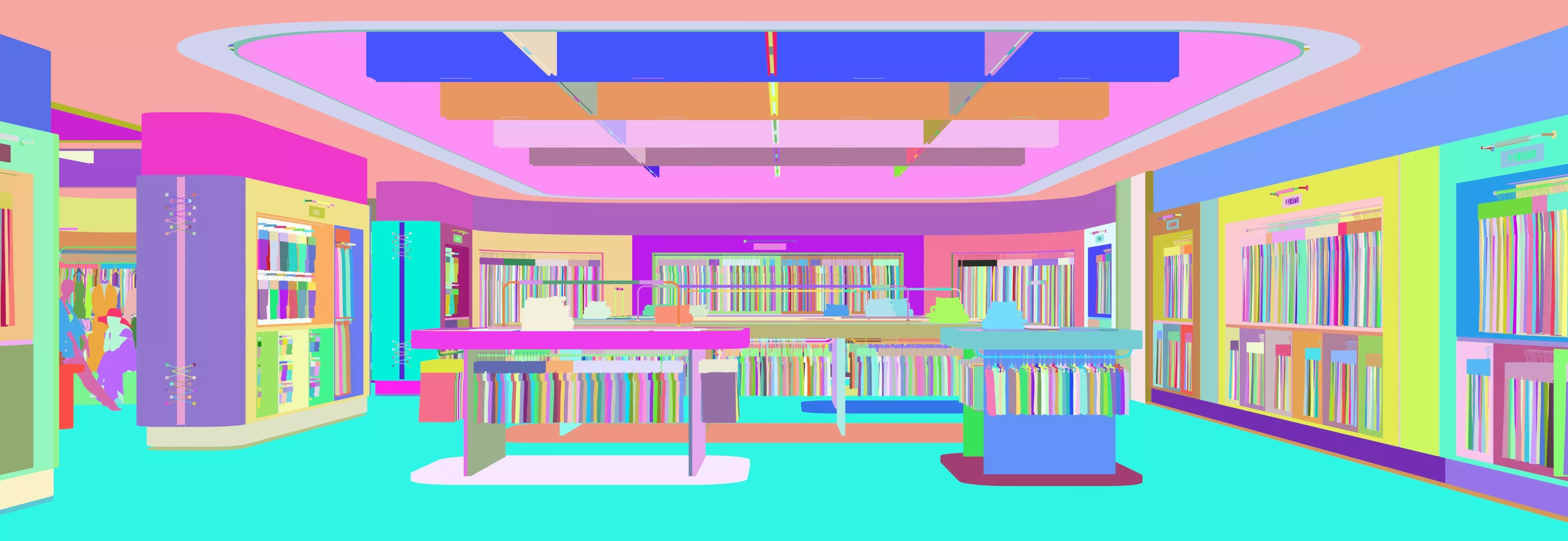 Clothing and textile fabric store 3D model_7