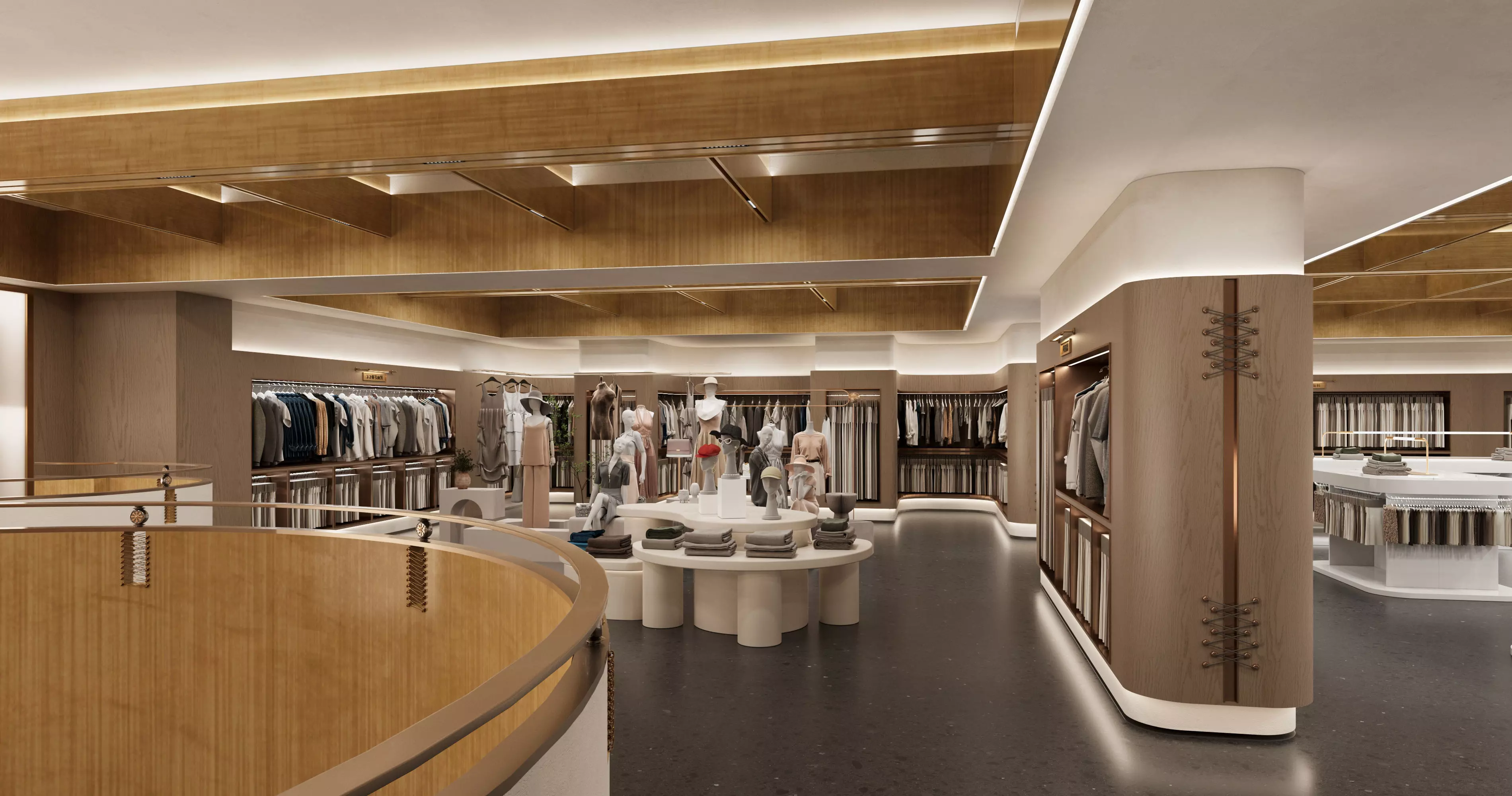 Clothing and textile fabric store 3D model_1