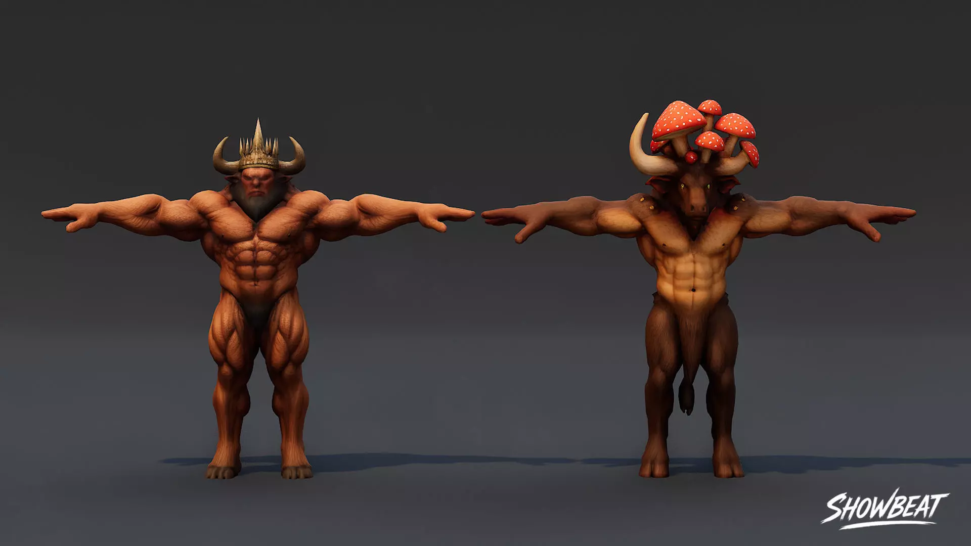 Complete Minotaur T-Pose Pack Low-poly 3D model_11