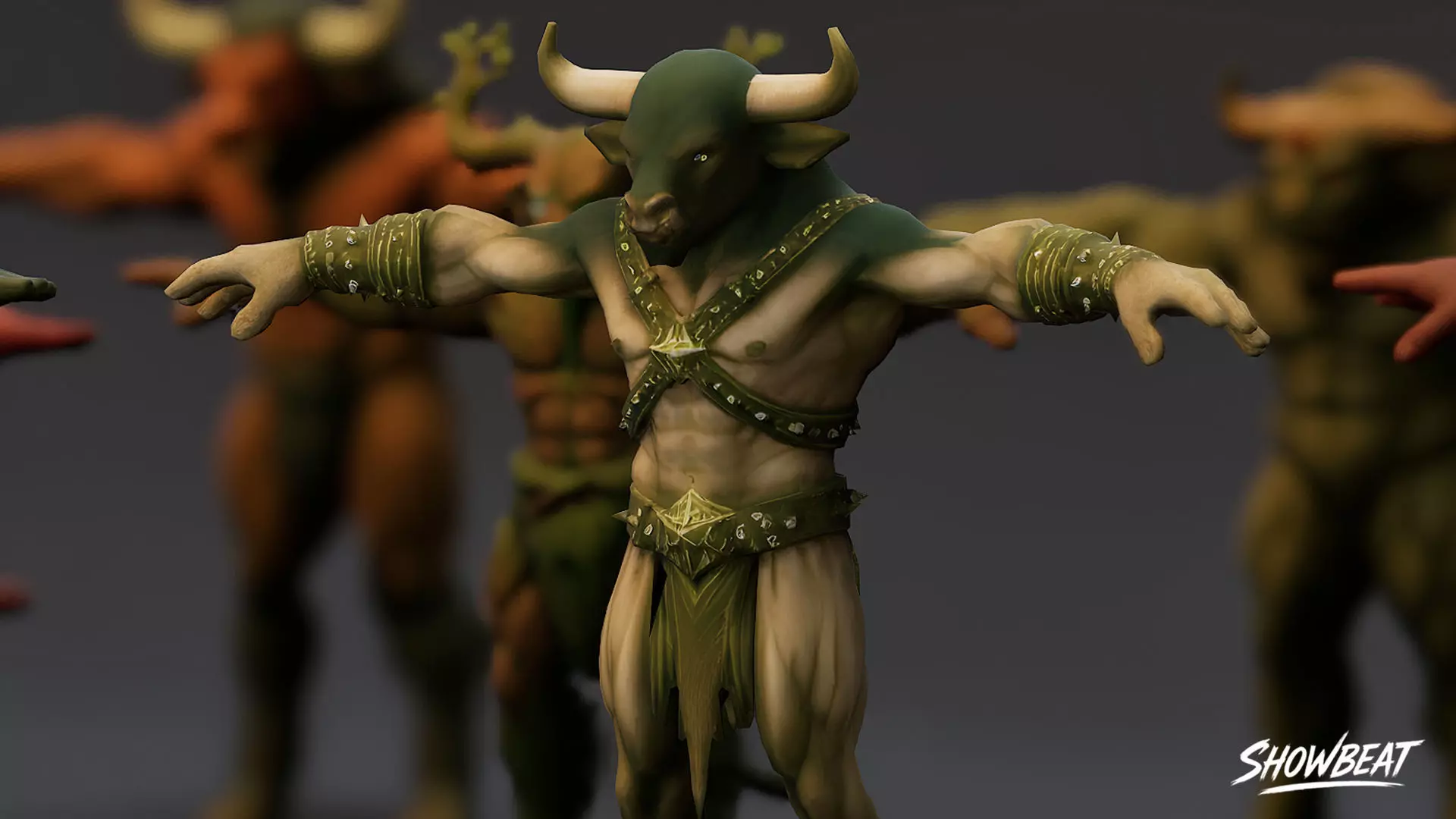 Complete Minotaur T-Pose Pack Low-poly 3D model_6