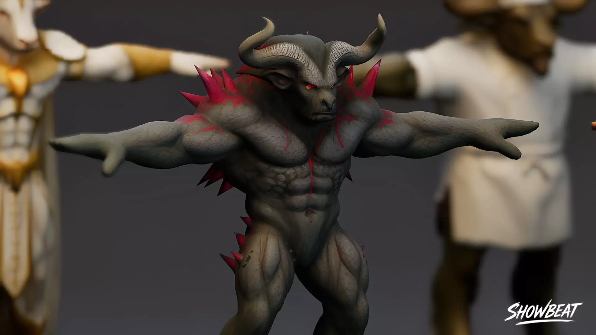 Complete Minotaur T-Pose Pack Low-poly 3D model_5