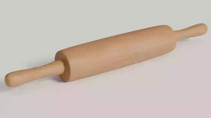 Wooden Rolling Pin 3D Model- Low poly Kitchen Utensil