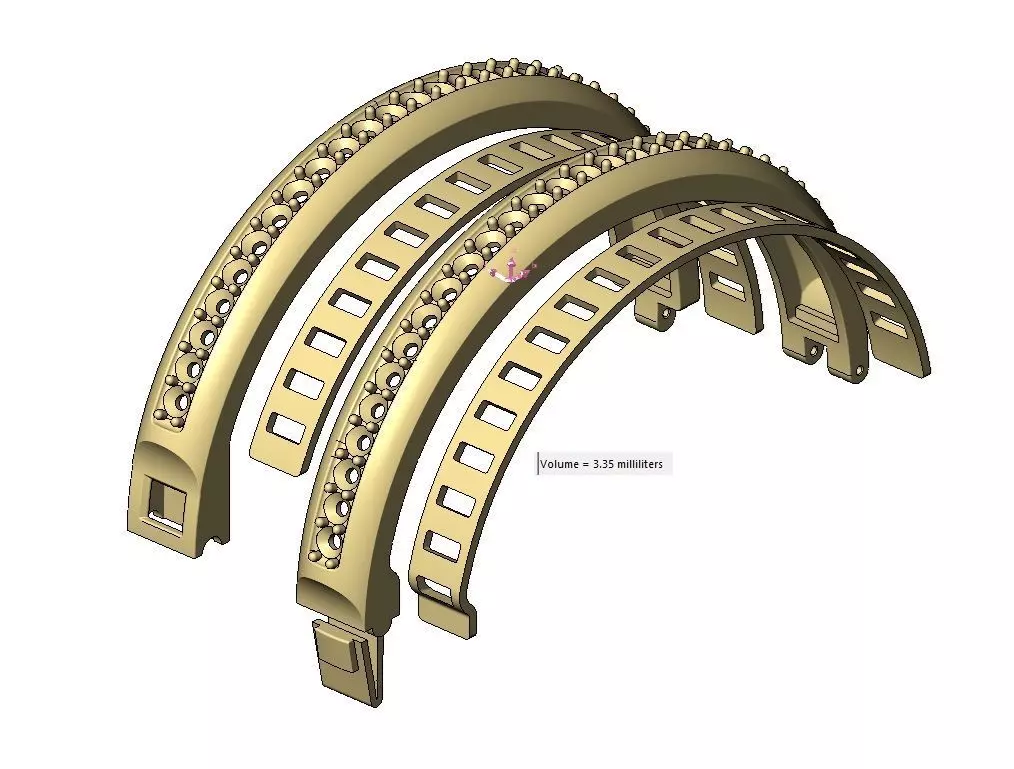 Diamond dome flexture clasp bracelet with covers 3D print model_19