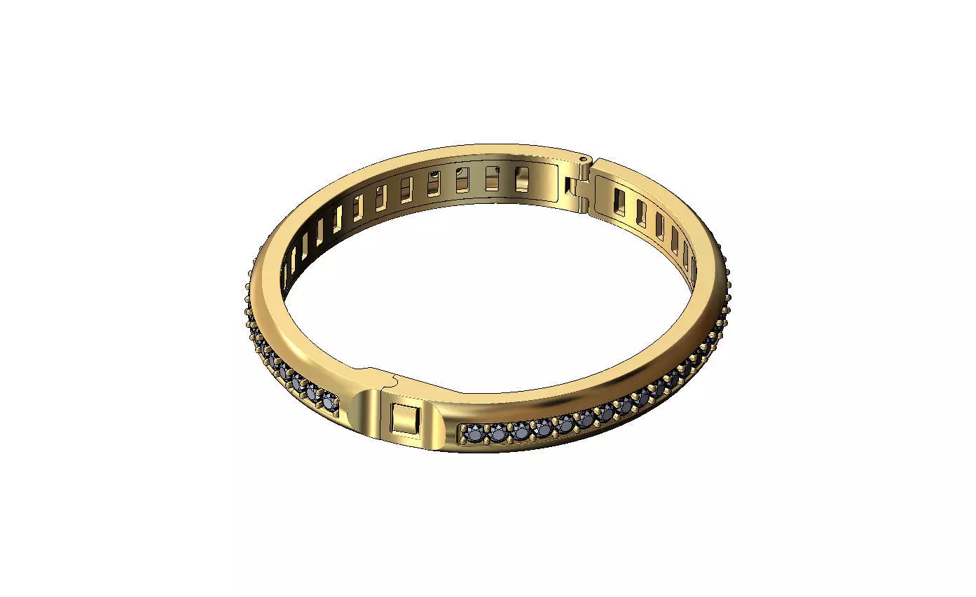 Diamond dome flexture clasp bracelet with covers 3D print model_1