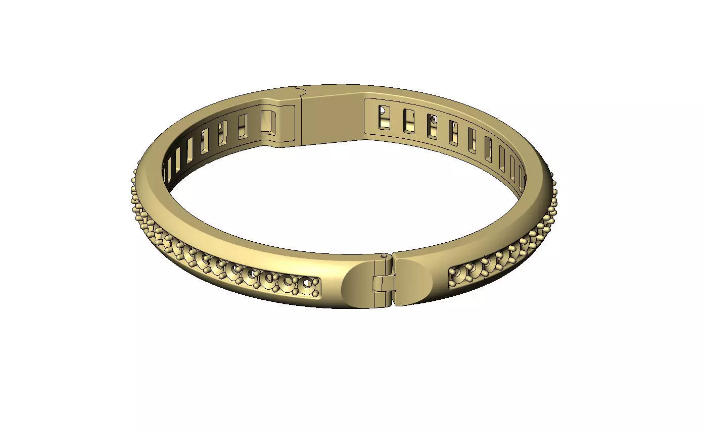 Diamond dome flexture clasp bracelet with covers 3D print model_13