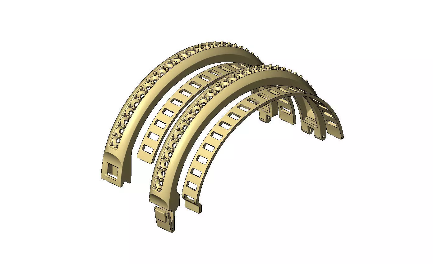 Diamond dome flexture clasp bracelet with covers 3D print model_5