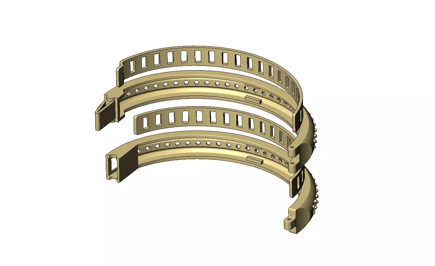 Diamond dome flexture clasp bracelet with covers 3D print model_6