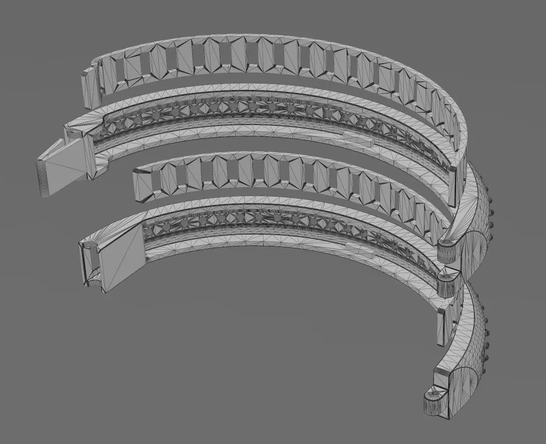 Diamond dome flexture clasp bracelet with covers 3D print model_18