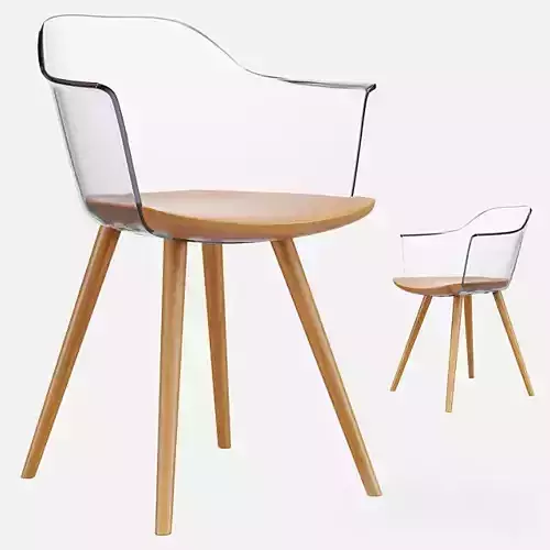 Modern Transparent Armchair with Wooden Base
