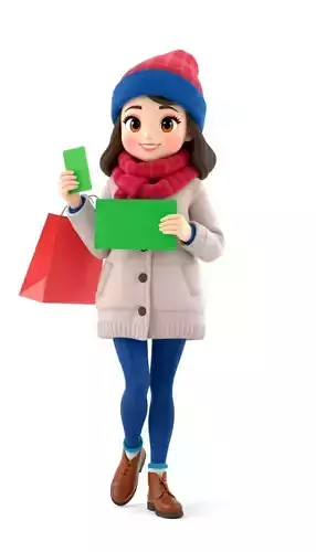 3D Shopping Girl with Card Black Friday