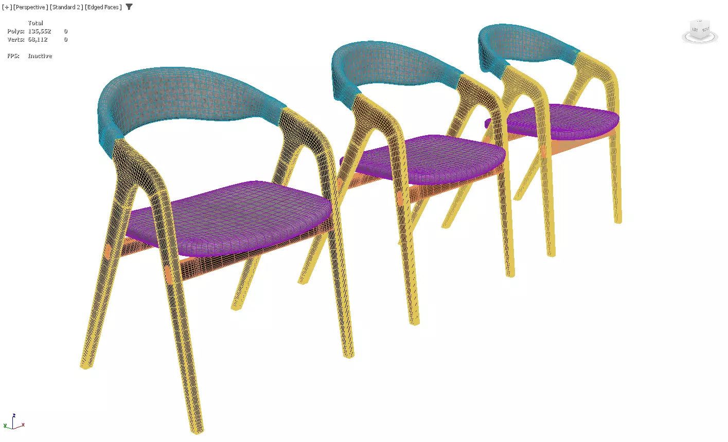 Modern Upholstered Armchair Collection with Wooden Frames 3D model_4