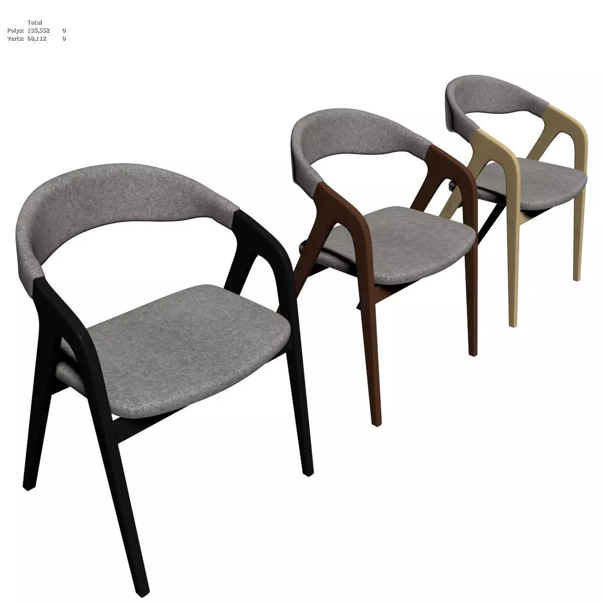 Modern Upholstered Armchair Collection with Wooden Frames 3D model_1