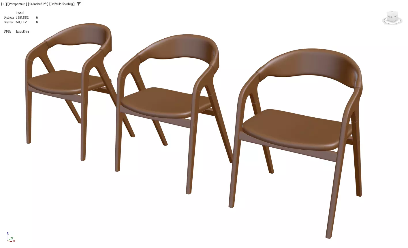 Modern Upholstered Armchair Collection with Wooden Frames 3D model_3