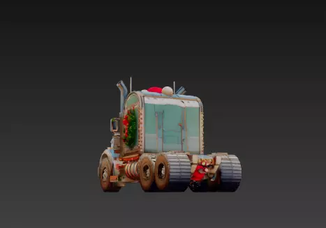 3D Holiday Truck Winter Christmas Scene 3D print model_10