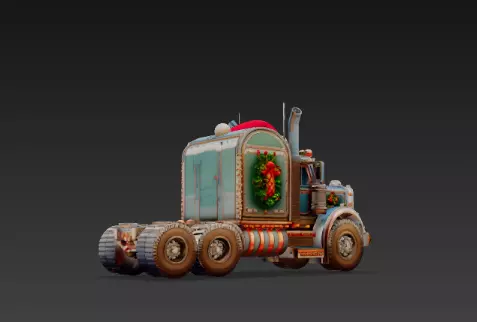 3D Holiday Truck Winter Christmas Scene 3D print model_13