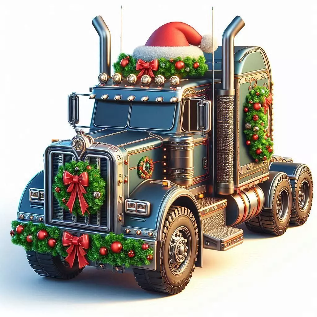 3D Holiday Truck Winter Christmas Scene 3D print model_0