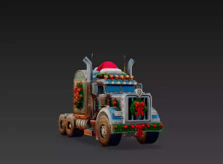 3D Holiday Truck Winter Christmas Scene 3D print model_1