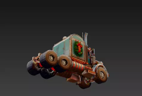 3D Holiday Truck Winter Christmas Scene 3D print model_5