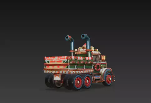 3D Winter Christmas Delivery Truck Scene 3D print model_20