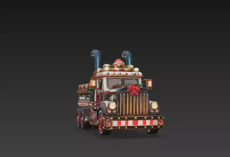 3D Winter Christmas Delivery Truck Scene 3D print model_15